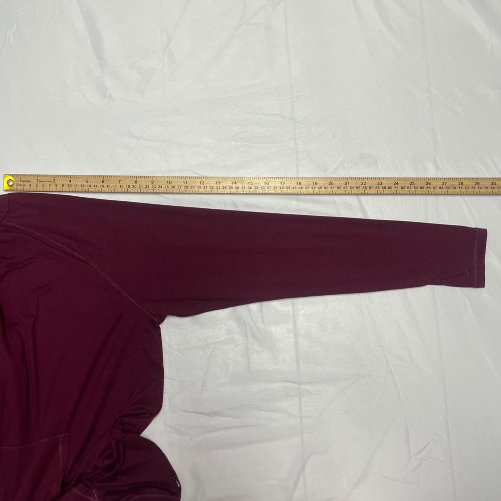 Eddie Bauer Womens Burgundy Funnel Neck Long Sleeve Active Top Kangaroo Pocket - Picture 6 of 9